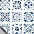 thumbnail image 2 of 1 set 18 Pcs 9 Style Tile Stickers Blue and White Porcelain Style Peel and Stick Wall Tile Stickers Spanish Style Waterproof Self Adhesive Stick on Tile Decals for Kitchen Bathroom 6×6 Inch, 2 of 8