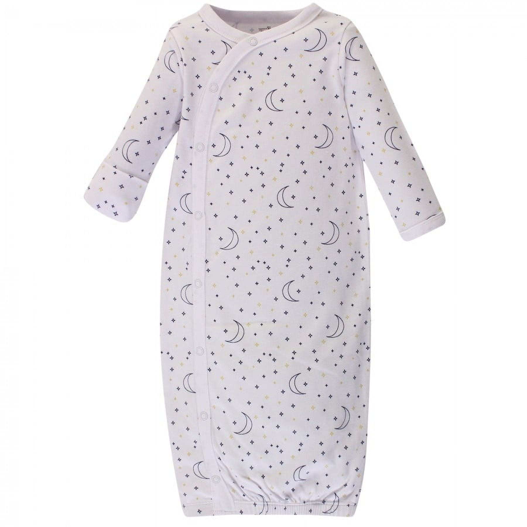 Touched by Nature Baby Boy Organic Cotton Side-Closure Snap Long-Sleeve Gowns 3pk, Constellation, Preemie