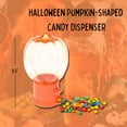 thumbnail image 2 of Halloween Mini Pumpkin Shaped Plastic Candy Dispenser, 6.5in Gumball Machine Office Party Favor Easy Refill Treats Food Canister Snack Container Table Decor Gift Supply w/ Free Gums & EBK Bag, 2 of 7