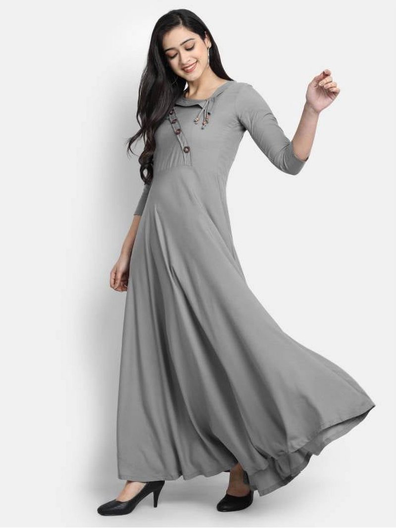 Indian Designer Grey solid maxi dress party ware Anarkali kurta for Women  casual ready to wear - Walmart.com