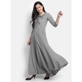 thumbnail image 3 of Indian Designer Grey solid maxi dress party ware Anarkali kurta for Women casual ready to wear, 3 of 5