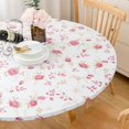 thumbnail image 4 of Round Vinyl Fitted Tablecloth with Flannel Backing Elastic Table Cloth Waterproof Oil-Proof Plastic Cover- Fits Tables up to 36" - 44" Diameter, 4 of 6