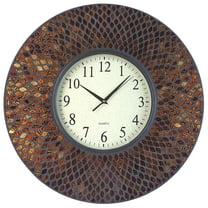 Lulu Decor, 19" Amber Comb Mosaic Wall Clock with Black Cement, Arabic Number Glass Dial 9.5" for Living Room & Office Space