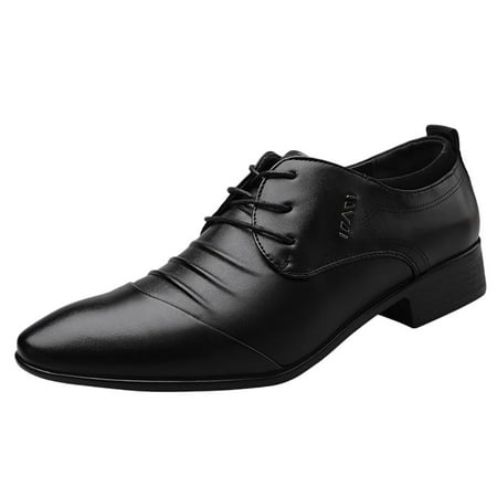 Men Lace Business Leather Shoes Casual Comfortable Wedding Shoe Male Suit Shoes Men Shoes Dress Leather Soles Men Shoes Formal Mens Leather Dress Shoes Size 9 Mens Leather Dress Shoes with Leather