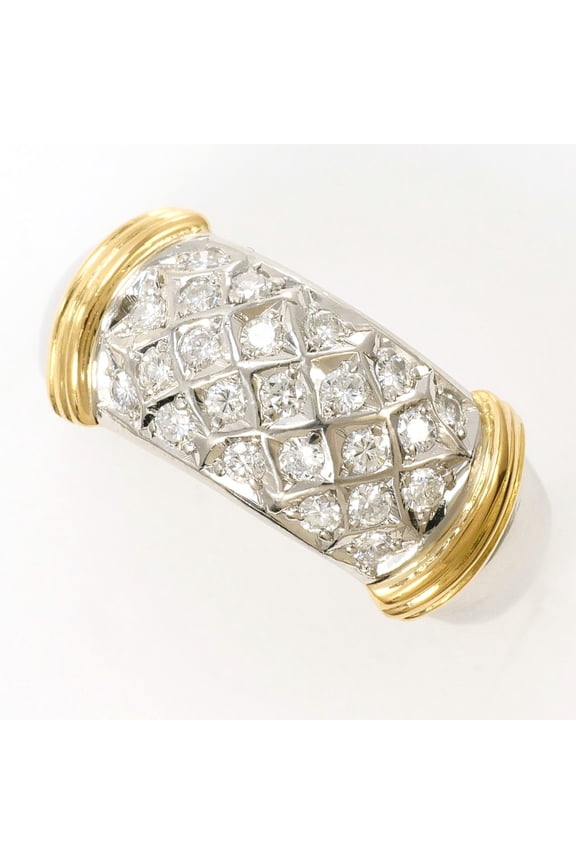 Pre-Owned PT900 Platinum 18K Yellow Gold Ring with 0.30 ct Diamond, Certificate of...