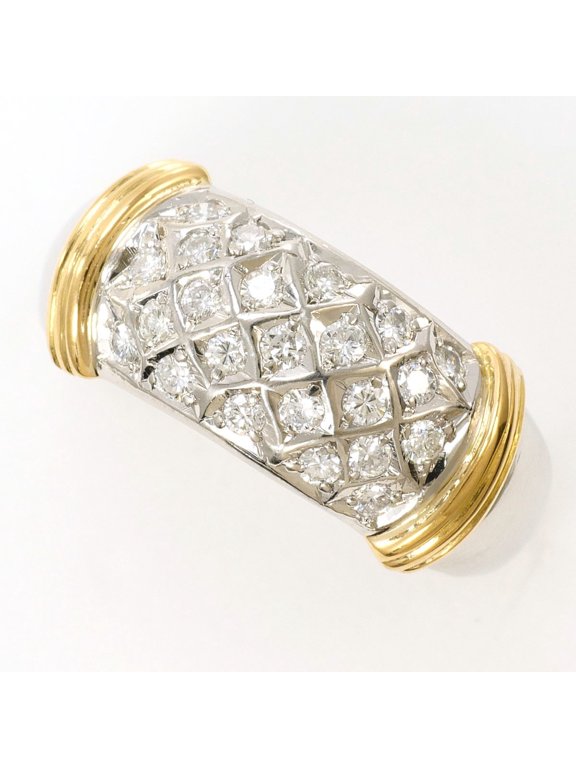 Pre-Owned PT900 Platinum 18K Yellow Gold Ring with 0.30 ct Diamond, Certificate of...