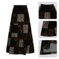 thumbnail image 6 of Aellinatey Women Velvet Elastic High Waisted Pleated A-Line Long Swing Skirt Boho Paisley Floral Print Colorblock Plaid Streetwear, 6 of 19