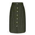 thumbnail image 3 of Hvyesh Midi Skirts for Women Casual High Elastic Waist Button Pleated Skirts A Line Midi Skirt with Pockets, 3 of 6