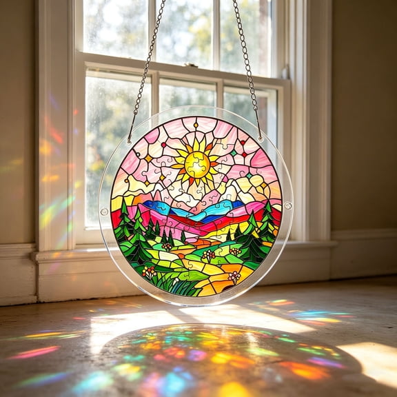 Colorful Light Refracting Acrylic Puzzles Suncatcher Window Hanging Decorative Acrylic Jigsaw Puzzle Suncatcher For Home Ornament And Gift Giving
