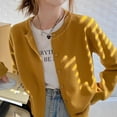 thumbnail image 5 of 2025 Women's Lightweight Knit Cardigan - Spring Solid Color Round Neck Long Sleeve Open Front Cover-Up Soft Acrylic Blend Princess Sleeve Sweaters for Women, 5 of 16