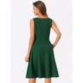 thumbnail image 3 of DARING DIVA Women's Boat Neck High Waisted Sleeveless Work Dresses XL Dark Green, 3 of 6