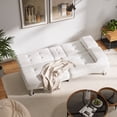 thumbnail image 3 of Vineego Modern Faux Leather Couch Convertible Folding Futon Sofa Bed with 2 Cup Holders,White, 3 of 7