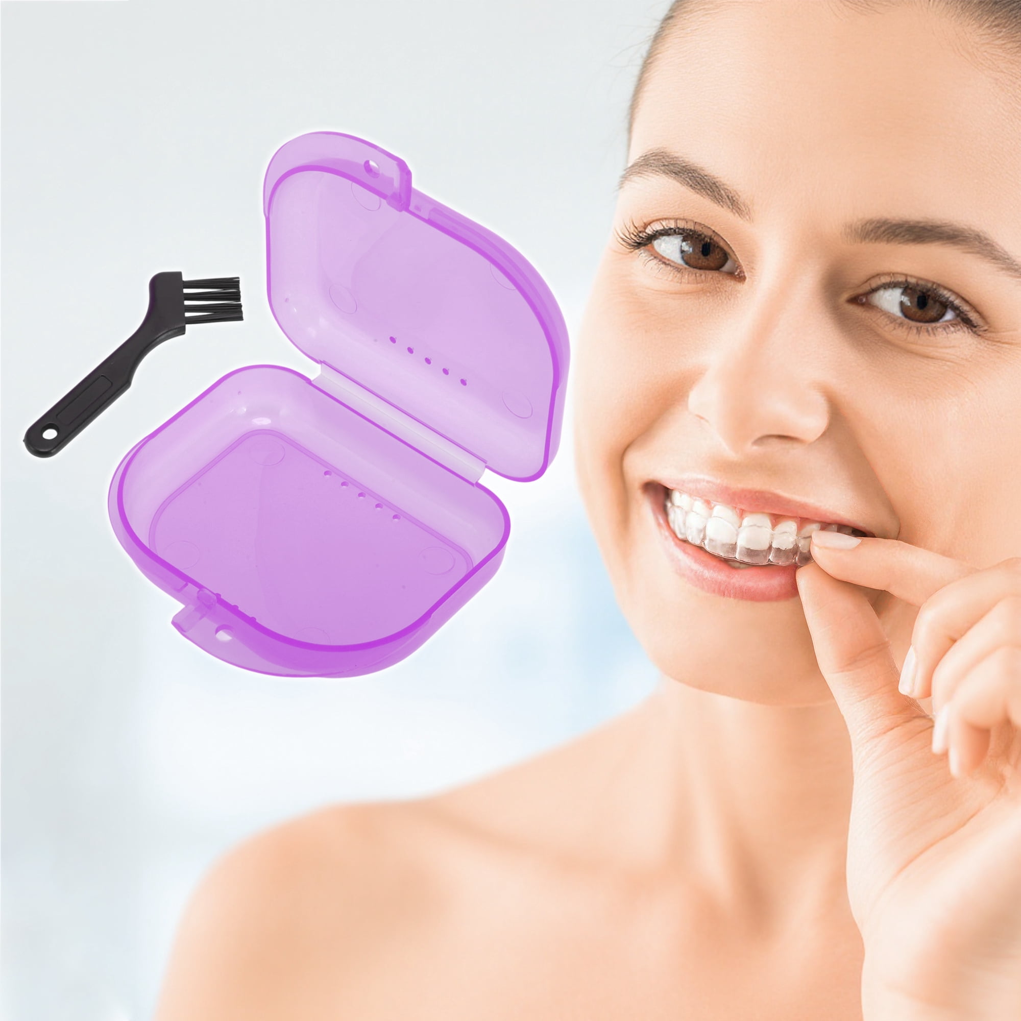 Unique Bargains Mini Braces Box with Brush 1 Set Clear, Pink