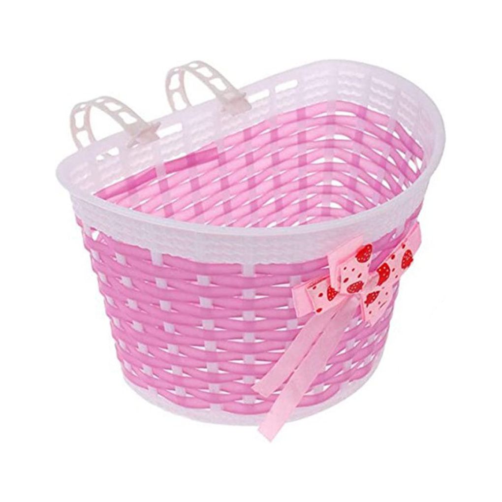 TureClos Plastic Children Bicycles Basket Detachable Colorful Lovely Replacement Outdoor Cycle Holder Accessories with Bell