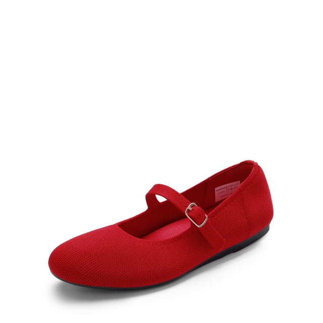 Bailarinas tipo Mary Jane tejidas para mujer DREAM PAIRS rojas talla 6.5