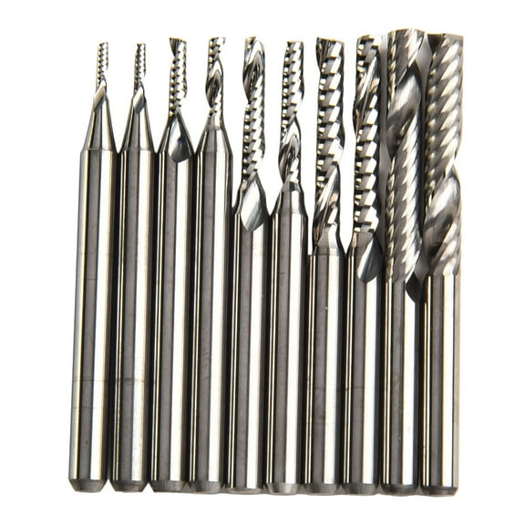 10Pcs Carbide End Mill O Flute Upcut End Mill CNC Router Bit 1/8 Shank
