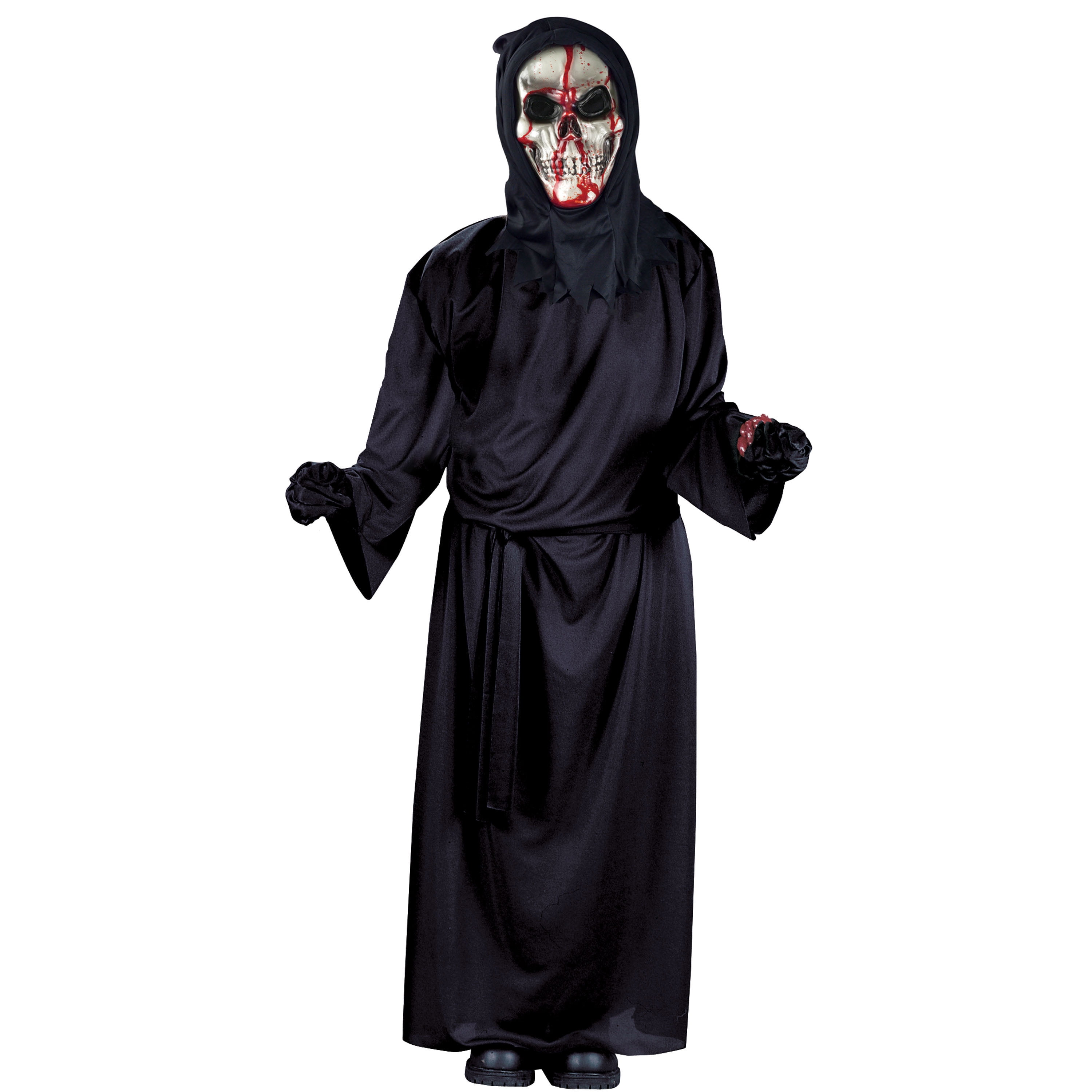 Adult Bleeding Grim Reaper Costume Death Halloween Mens Fancy Dress Outfit 