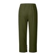 thumbnail image 5 of Linen Pants for Women Petite Wide Leg Baggy Elastic Waist Flowy Palazzo Casual Pants with Pockets Beach Travel Trousers Pull On Green 2XL, 5 of 6
