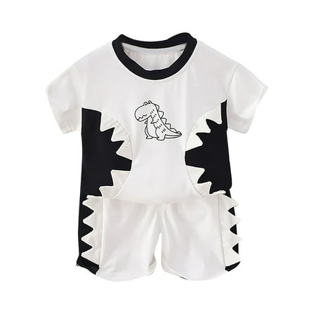 

NIUREDLTD Infant Toddler Boys Suit Cartoon Round Neck Short Sleeved Sports Shorts Summer Two Piece Set Sizes 4-5 Years