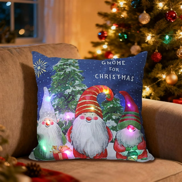 Christmas LED Pillows Holiday Gifts LED Pillows That Can Flash Or Stay On Two Mode Switching Printed Sofa Pillows Cushions Pillowcases