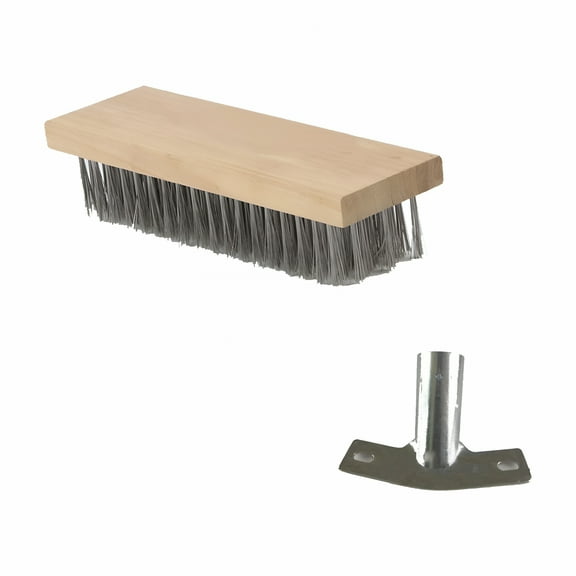 ACDANC Deck Wire Brush Long Handle,Stainless Steel Floor Scrubber Brushes Outdoor Broom for Cleaning Moss,Tough Stains on Concrete,Grout,Garden,Garage,Patio,Swimming Pool