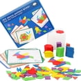 thumbnail image 4 of Ke1Clo 155 Pieces Shape Matching Wooden Puzzle, Early Childhood Education Color Sorting Toy with Double-Sided Cards, Building Blocks Set for Kids Learning Shapes Colors, 4 of 7