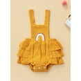 thumbnail image 2 of Seyurigaoka Baby Summer Ruffle Romper, Sleeveless Elastic Waist Rainbow Embroidery Strap Bodysuit, 2 of 9