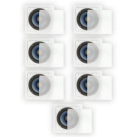 Blue Octave LS62 In Wall or In Ceiling 6.5" Speakers Home Theater 2-Way Square 7 Speaker Set