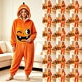 thumbnail image 2 of YUEHUA Men & Women Cute Pumpkin Halloween Onesie, Unisex Zip Up Hooded Plush Jumpsuit, Soft Flannel Relax Fit Indoor Sleep Loungewear with Pockets, 2 of 8