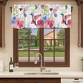 thumbnail image 6 of Blooming Pink Floral Curtain Valances for Windows, Kitchen Valance Window Treatments Panel 2 Pack, Pastoral Chic Flowers Hummingbird Rod Pocket Short Curtains for Bathroom Bedroom 60 x 18 Inch, 6 of 8