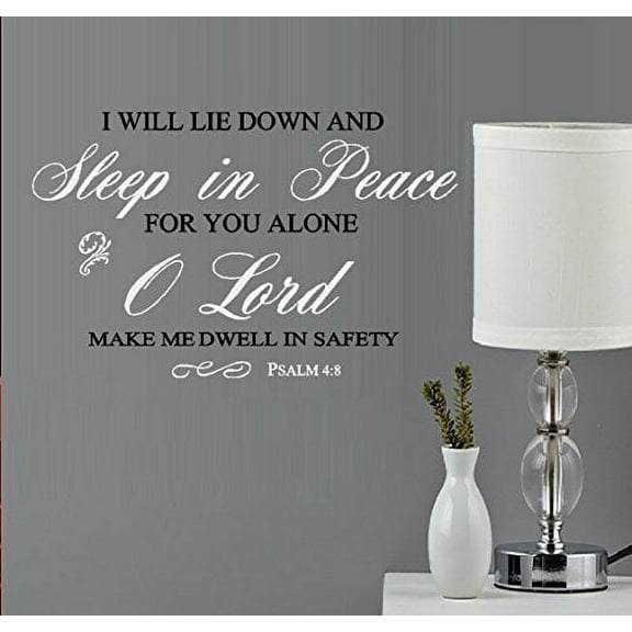 Decal ~ I will lie down and sleep in peace #3 ~ Wall Decal, 20" x 32"