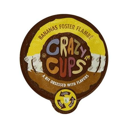 Crazy Cups Bananas Foster Flambe Flavored Coffee Single Serve Cups, 22 count