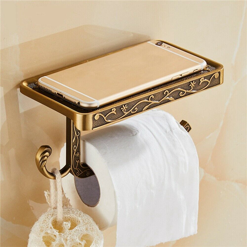 Toilet Paper Holder, Solid Toilet Paper Holder with Spacious Shelf