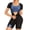 Blue, variant on Ladies sauna suit sweat-absorbent vest waist training pants 3-in-1 slim body shaping exercise jacket with sleeves shorts.