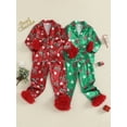 thumbnail image 3 of Cjfdfy Toddler Baby Girl Christmas Silk Stain Pajamas Set Kids Girl PJS Set Sleepwear Spring Fall Winter Clothes Candy Cane Long Sleeve Button Down Shirt with Long Pants Set Loungewear Homewear 1-7Y, 3 of 9
