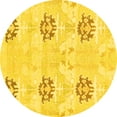 thumbnail image 1 of Ahgly Company Machine Washable Indoor Round Oriental Yellow Modern Area Rugs, 5' Round, 1 of 4