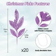 thumbnail image 2 of GoXteam 20Pcs Christmas Glitter Leaves Bay Leaves Spray 13" Artificial Bay Leaf Picks Sprays Giltter Stems for Christmas Tree DIY Xmas Wreath Garland Home Decor, Plum Pink, 2 of 7