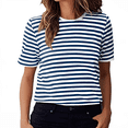 thumbnail image 2 of Cute Striped Shirt Women Summer Casual Short Sleeve Shirts Breathable Crew Neck Tunic Tee Tops Trendy Loose T Shirts, 2 of 3