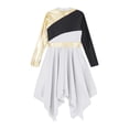thumbnail image 6 of YONGHS Kids Girls Long Sleeve Gold Metallic Ballet Liturgical Praise Lyrical Dance Dress White 6, 6 of 7