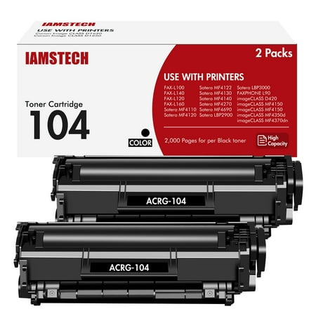 Cartridge 104 CRG-104 Toner Cartridges 2 Black for Canon CRG 104 CRG104 (0263B001) Compatible for Canon FAXPHONE L100 MF4150d MF4270dn MF4350d MF4370dn MF4690 D420 D480 L120 L90 Laser Printer