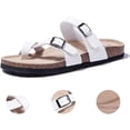 thumbnail image 2 of Sandalias casuales de cuero planas Mayari ajustables para mujeres y damas, plantilla de corcho deslizante de gamuza juvenil para adolescentes/niñas Adepaton CJWUS-4695, 2 of 8