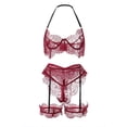 thumbnail image 3 of Gibobby Ropa sexy de mujer para sexo Lenceria Sexy Mujer Bikini Push Up Bustier Top + Braga Alta G String Clubwear Conjunto de Lencería(Vino, G), 3 of 5