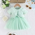 thumbnail image 7 of Oiyii Newborn Girls Short Sleeve Eyelet Cardigan Flower Sleeveless Tutu Dress Outfits, Sizes 6-9 Months, 7 of 7