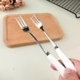 thumbnail image 4 of Fine Dessert Forks 18-10 Stainless Steel Fruit Fork(Creative White Ceramic Handle) Tasting Forks, 3-Tine Forks, sus304 6inch (6 Pcs), 4 of 11