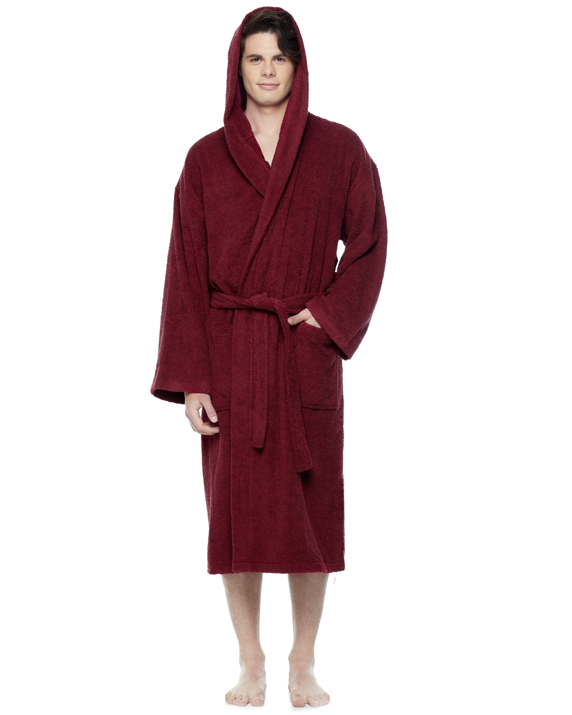 Men's Olympic Style Turkish Cotton Hooded Bathrobe with Long Options