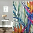 thumbnail image 2 of Orinice Shower Curtain for Bathroom Waterproof Blue Pattern Watercolor Tropical Flowers Palm Leaves Bird Beauty Nature Colorful Exotic Paradise Bath Curtain Polyester Fabric with Hooks  60x72, 2 of 7