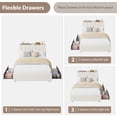thumbnail image 2 of Ourlova Full Size Boucle Upholstered Platform Bed Frame with Wavy Headboard and Storage Bookcase- 2 Drawers- No Box Spring Needed- White - Space-Saving Storage Solution, 2 of 7