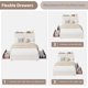 thumbnail image 3 of Qinaqin Full Size Boucle Upholstered Platform Cama Frame con cm de Anchoavy Alturaeadboard y Almacenamiento Bookcase- 2 Profundidadrawers- No Caja Spring Needed- Blanco Space-Saving, 3 of 7