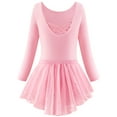 thumbnail image 6 of WIBACKER 3-12Y Girls Ballet Leotards Toddler Long Sleeve Crisscross Back Dance Dress Outfit with Removable Shiny Skirt Combo, 6 of 15