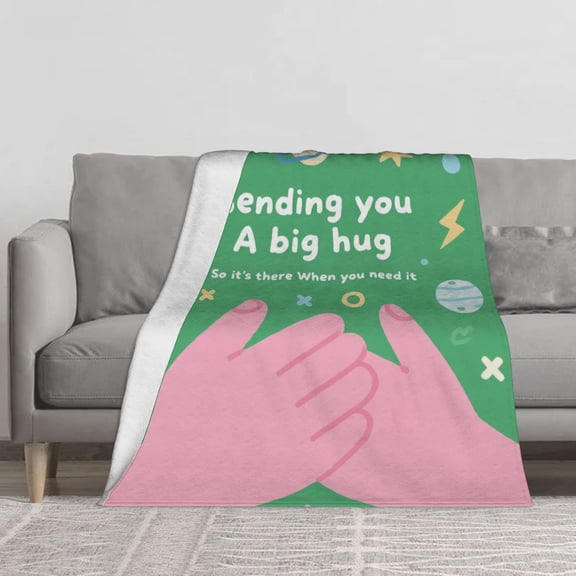Sending You a Big Hug Print Throw Blanket for Couch Sofa Bed,Super Soft Cozy Plush Microfiber Flannel Blanket Lightweight Decorations for Adults,Woman,Girls